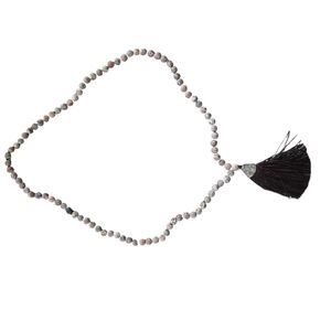 Elegant Ston Necklace with Dark Brown Tassel
